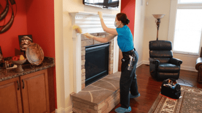 How to Clean a Gas Fireplace, Angela Brown Dusting Flat Surfaces