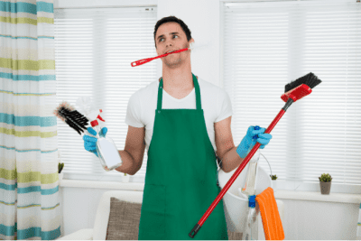 Move Out Clean, Man Confused Cleaning