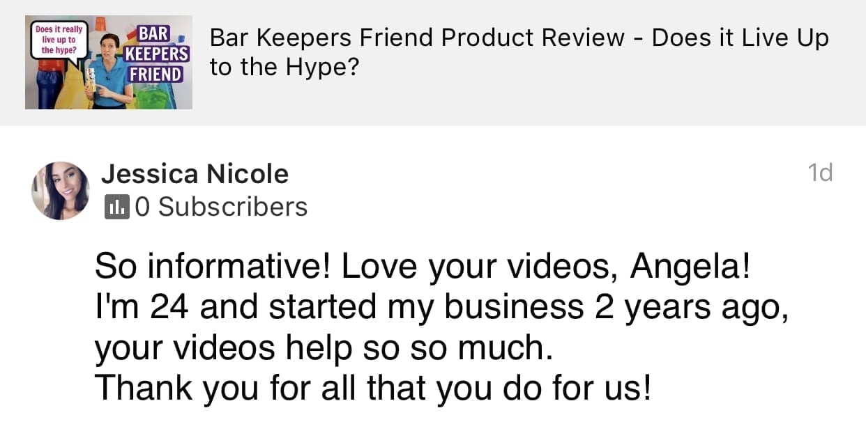 So Informative, Love your videos, Savvy Cleaner Product Review Testimonial